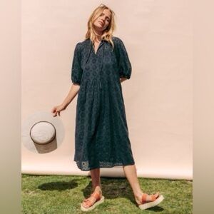 Barbour Hazel black eyelet 100% cotton midi maxi cottage dress 8